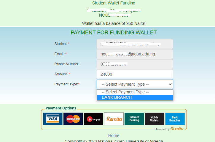 funding wallet page