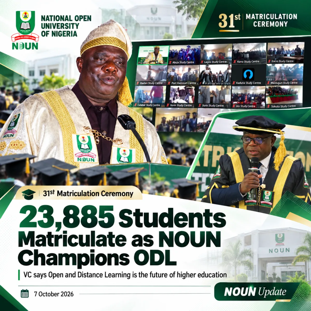 Noun Matriculates 23,885 Students As Vice-Chancellor Declares Odl The Future Of Higher Education